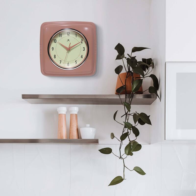 Infinity Instruments Retro 9.25-inch Square Wall Clock - 9.25 x 1.875 x 9.5