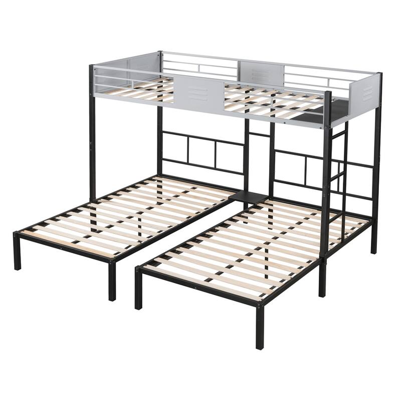 Twin Metal Triple Bunk Bed with Vent Board,Separatable into Three Beds