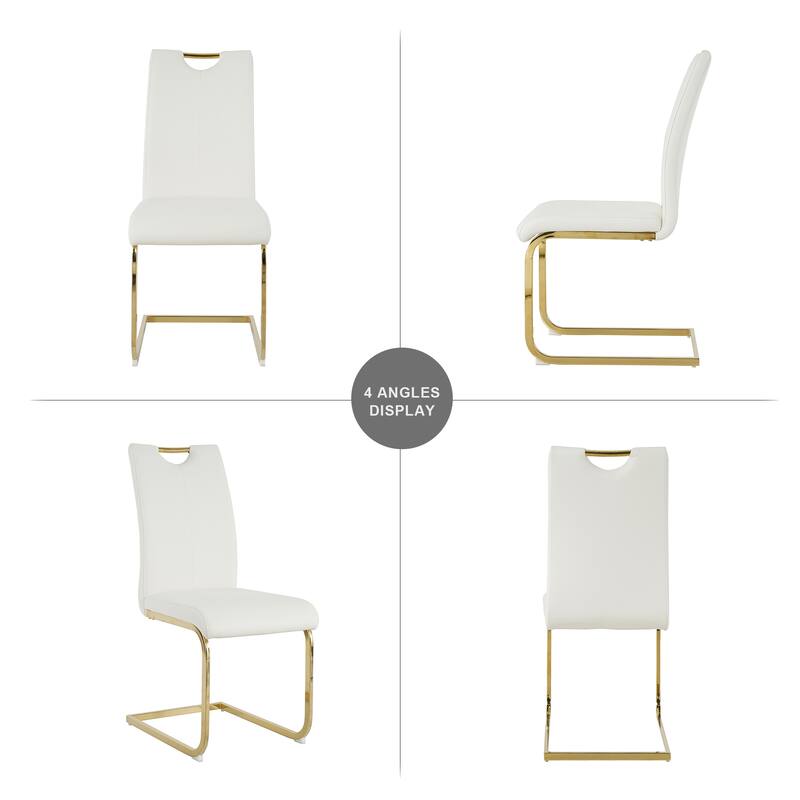 Modern Dining Chairs with Chrome Metal Legs Set of 2