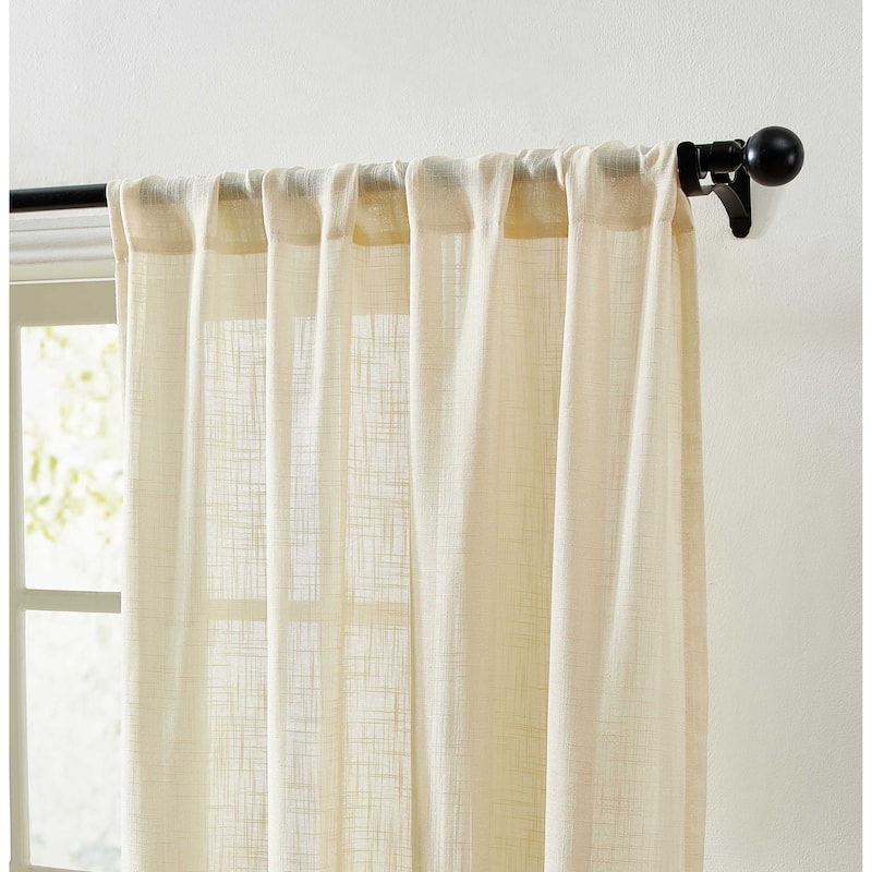 HLC.me Linda Faux Linen Textured Semi Sheer Privacy Sun Light Filtering Window Rod Pocket Curtains Panels, 2 Panel