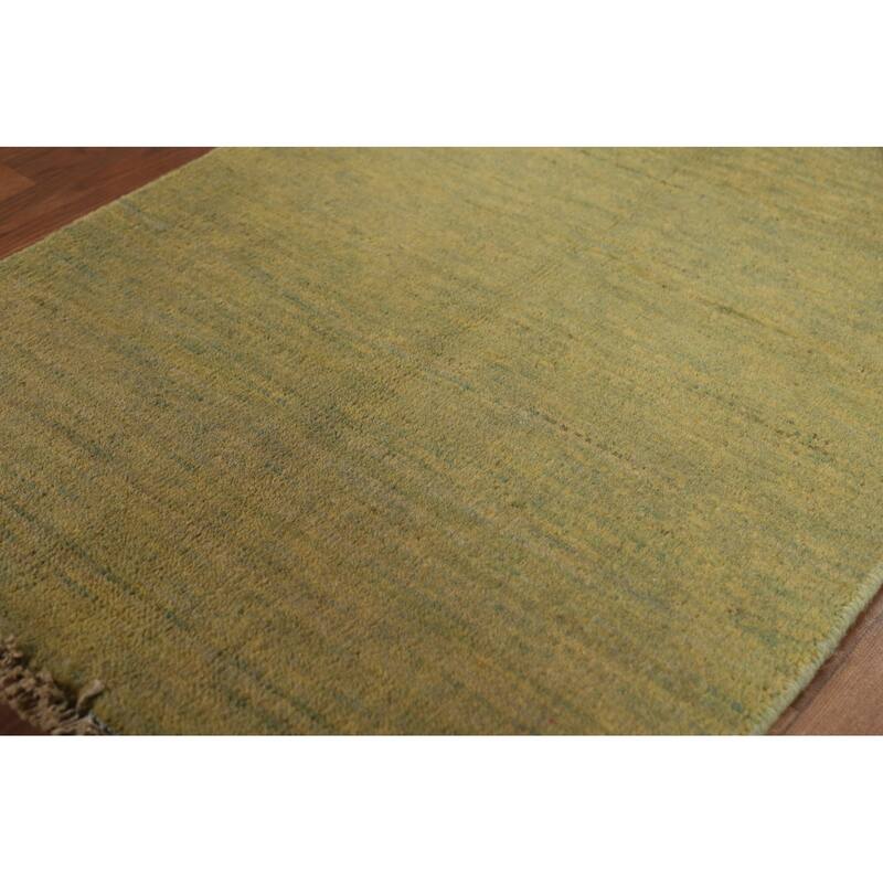 Yellow & Green Gabbeh Oriental Foyer Rug Handmade Wool Carpet - 1'11"x 3'0"