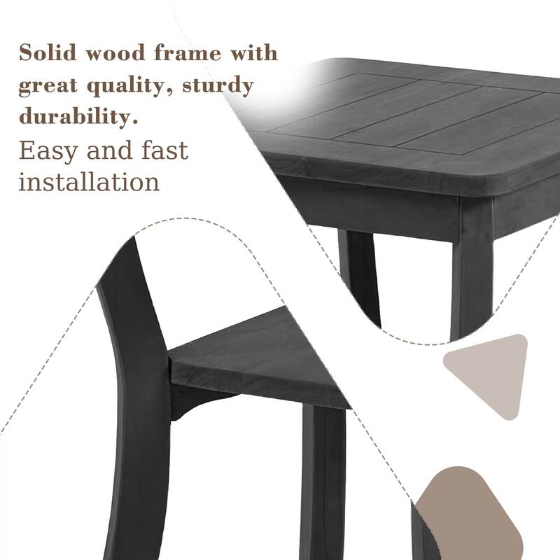 Black Wood Patio Accent Chairs with Water-Resistant Cushions
