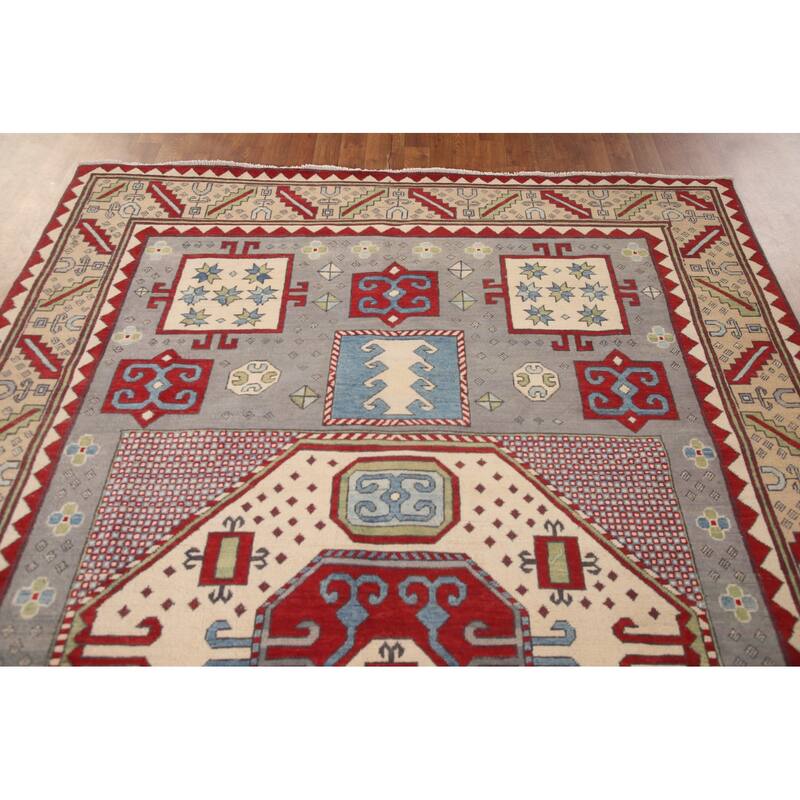 Kazak Oriental Area Rug Handmade Wool Carpet - 6'8" x 10'2"