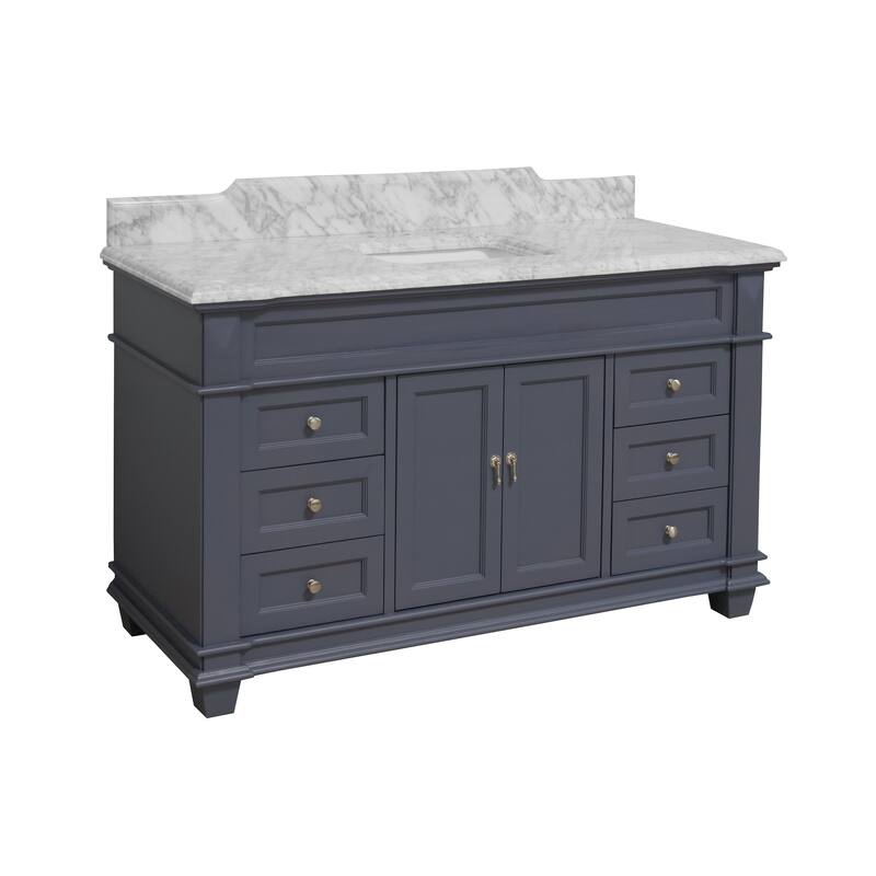 KitchenBathCollection Elizabeth 60" Single Bathroom Vanity with Carrara Marble Top