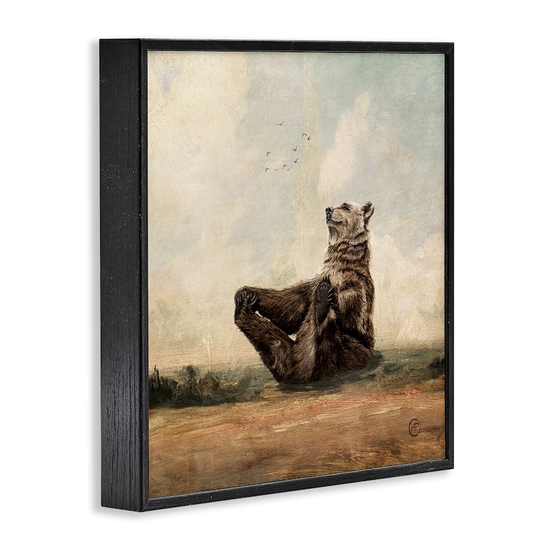 Stupell Bear Holding Paws Staring Sunset Fun Animal Portrait Framed Wall Art, Design by Paula Belle Flores - Brown