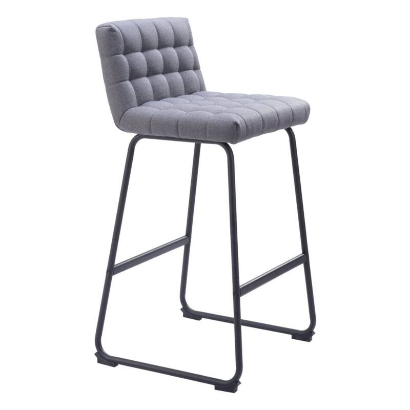 Set of 2 Armless Faux Leather Bar Stools with Tufted Seat and Sled Base for Living Room or Kitchen Island