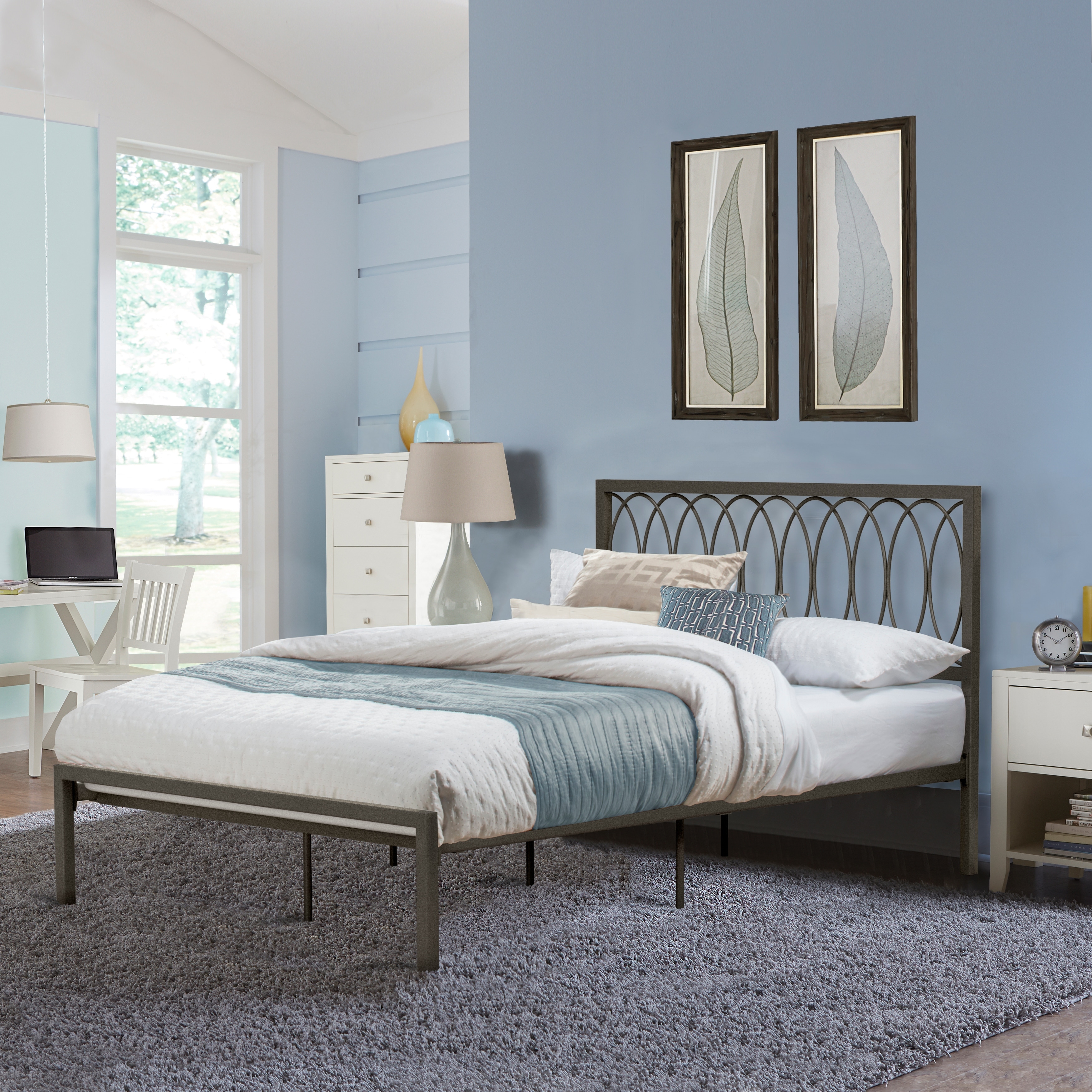 Charcoal for sale online Hillsdale Upholstered Bed Frame Full Size Wood Slats Platform Headboard Mattress 