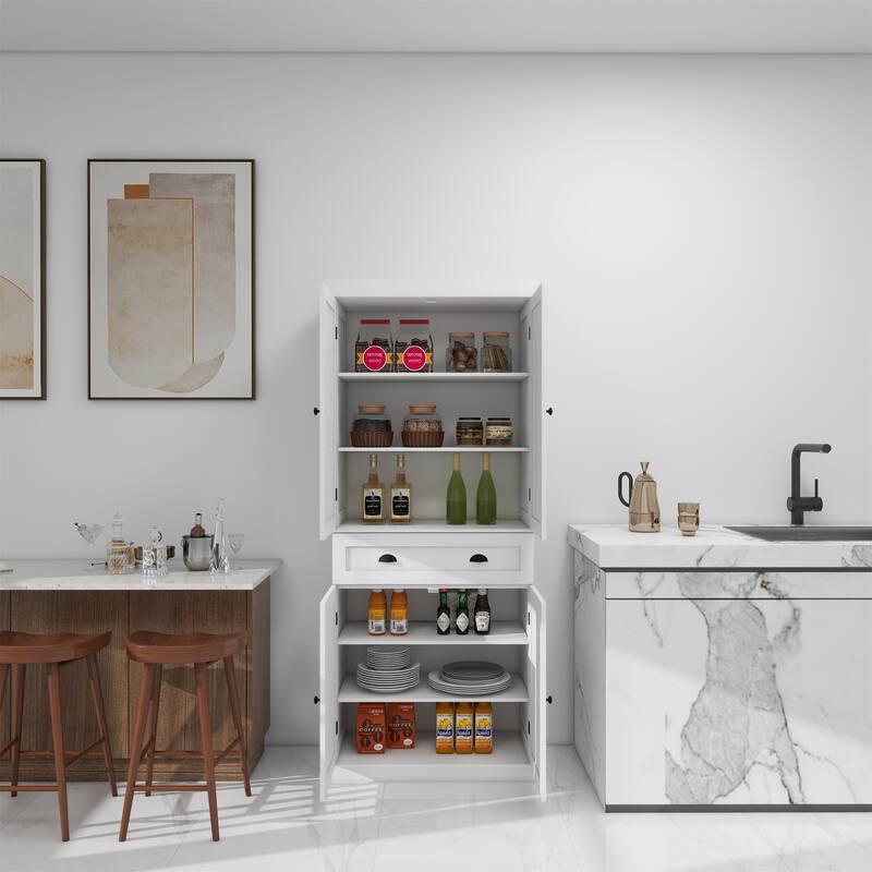 White Four Door One Drawer Cabinets