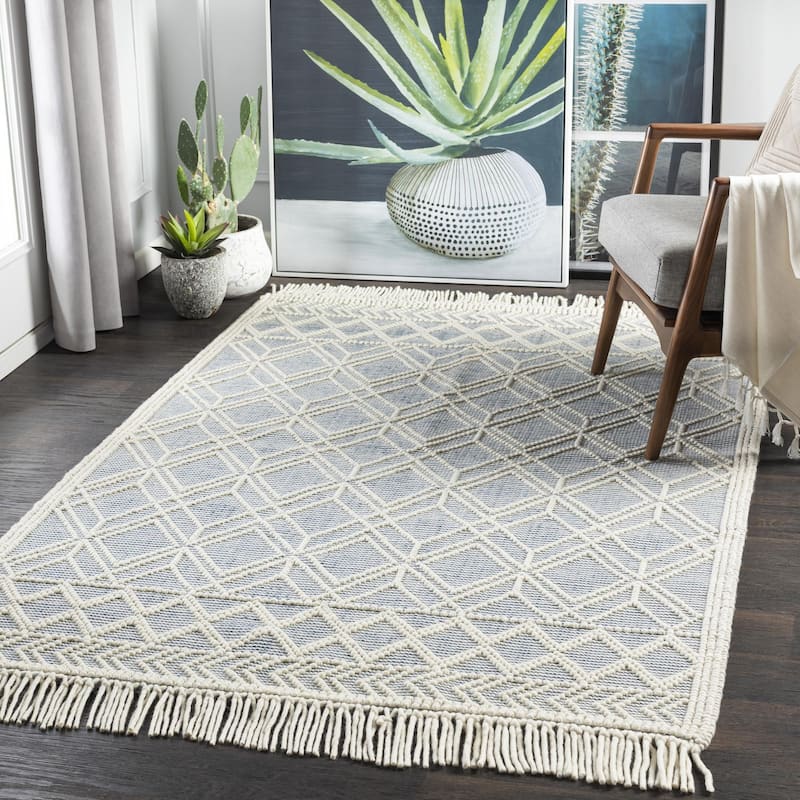 Livabliss Casa DeCampo Farmhouse Diamond Area Rug - 5' x 7'6" - Denim