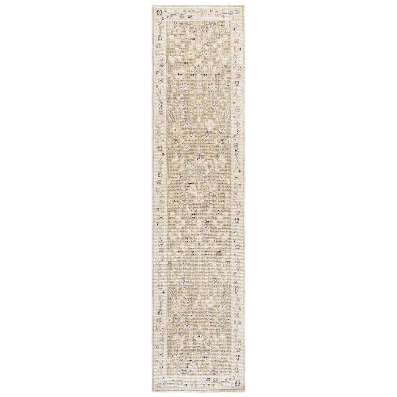 Martha Stewart by SAFAVIEH Yukimi Vintage Floral Distressed Rug - 2' x 8' Runner - Green/Ivory