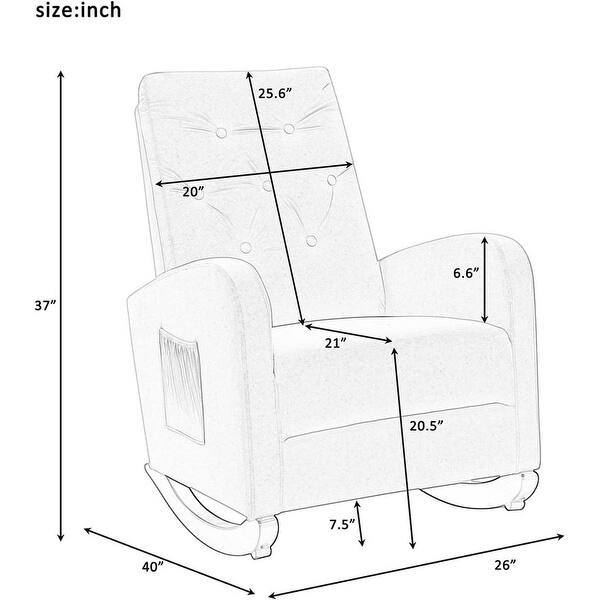 dimension image slide 1 of 3, Velvet Rocking Chair with Side Pocket, Comfy Accent Chair with High Back, Upholstered Nursery Rocking Lounge Chair