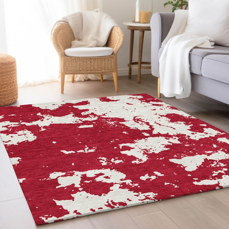 Premium Washable Super Soft Absstract Contempo Mayfield Rug - Red - 9' x 12'