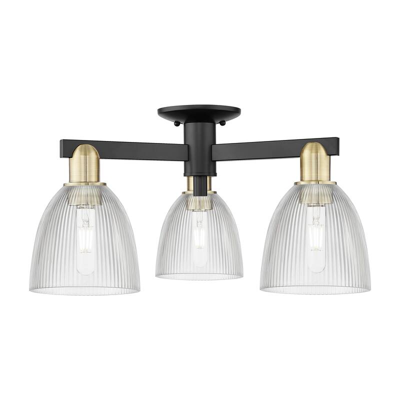 Innovations Lighting Endless Possibilities Arcadia - Castile - 3 Light 24" Semi-Flush Mount - Clear/Black Antique Brass