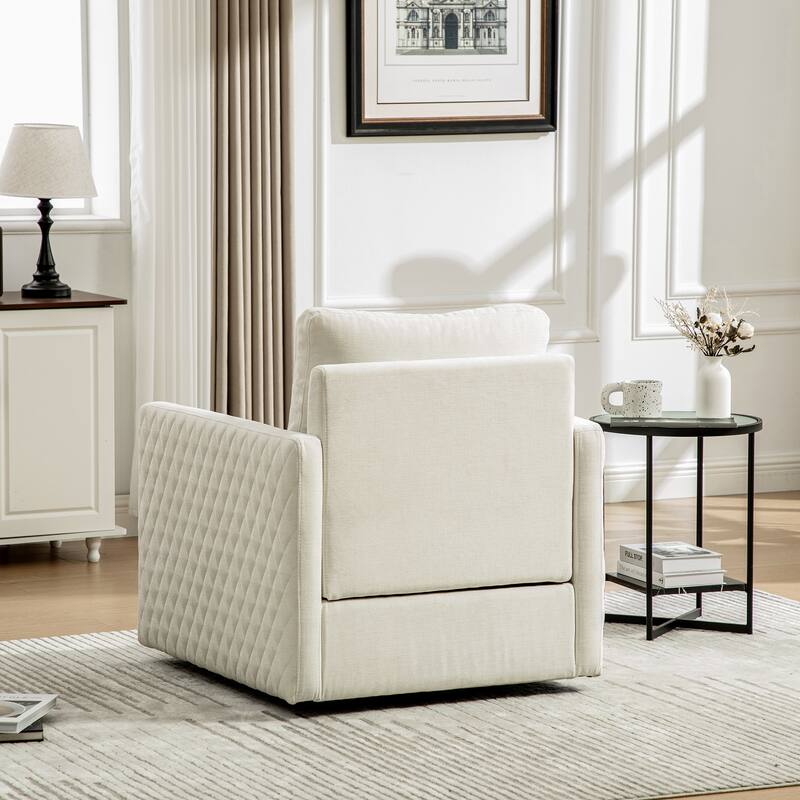 29.5" W Upholstered 360°Swivel Armchair with Hidden Storage, Comfy Diamond-Shape Tufted Armrests Accent Square Club Chair