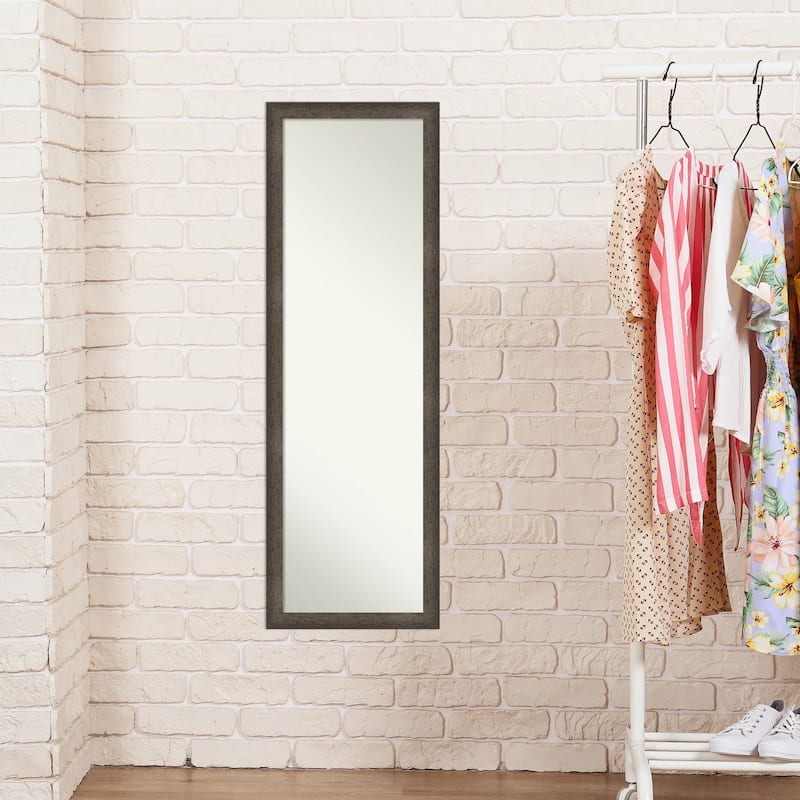 Dappled Narrow Non-Beveled Wood Framed Full-Length On the Door Mirror - Glass Size 14x48