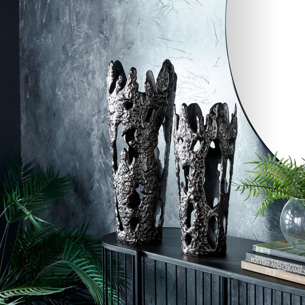 Aluminum Contemporary Vases 20 x 7 x 6 (Set of 2)