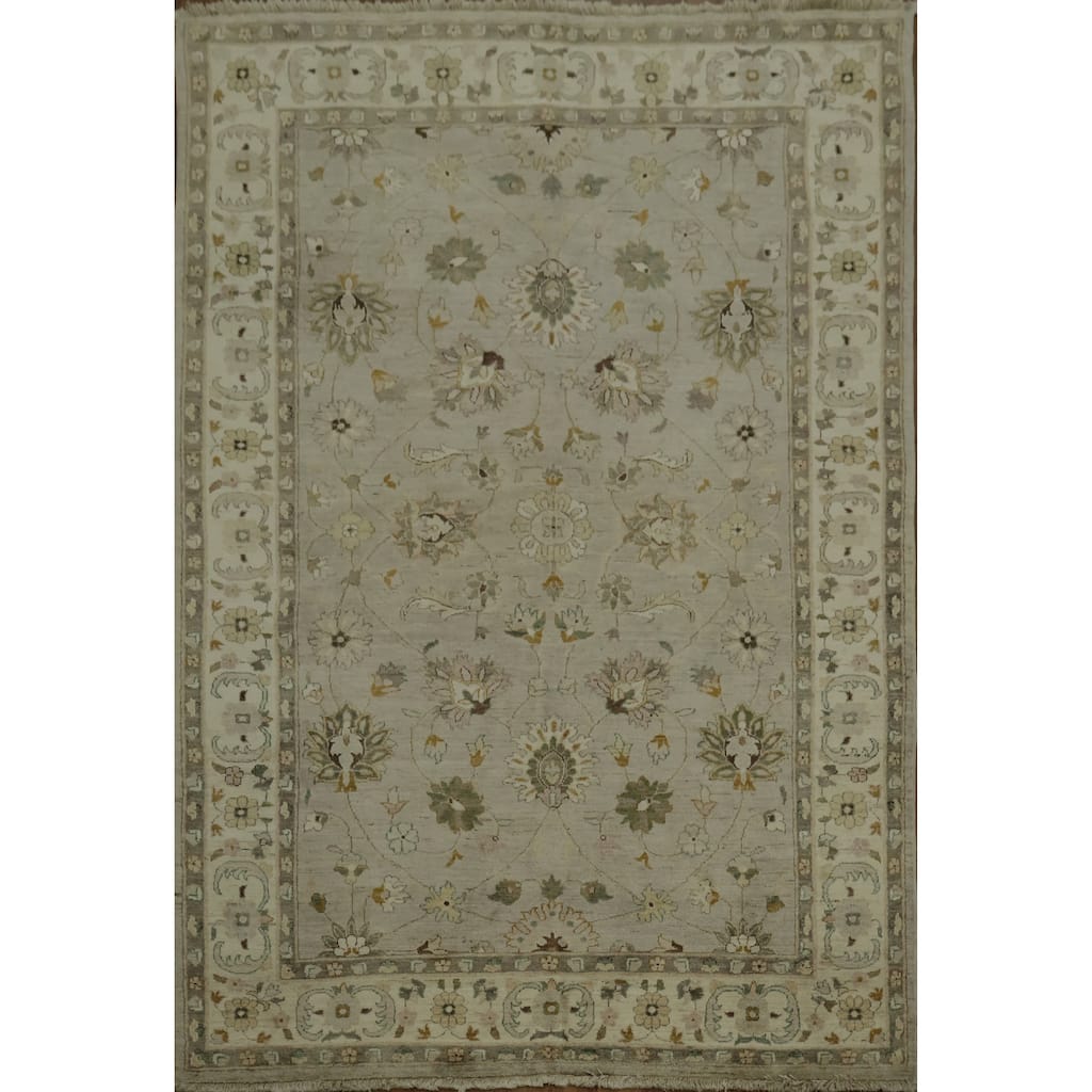 Hand Knotted Oriental 100% Wool Carpet Traditional All-Over Greys & Charcoal Ziegler Area Rug - 8' 10'' X 6' 0''