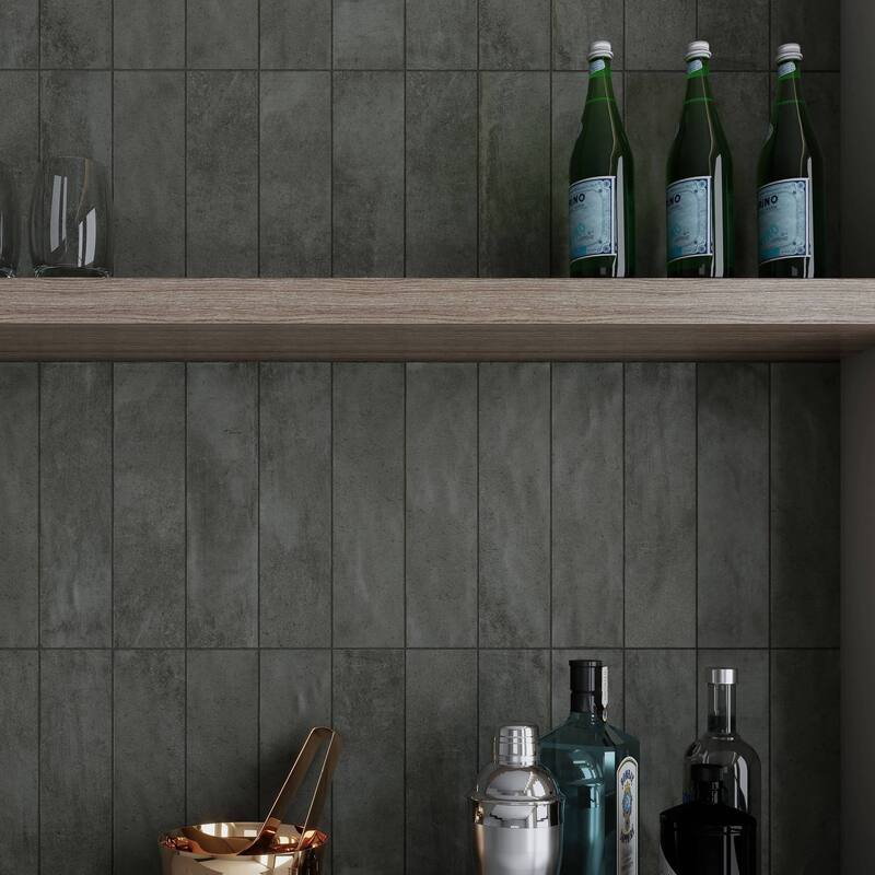 Arcadian 3 in. x 12 in. Glazed Ceramic Subway Wall Tile - Ash Matte  - 3 in. x 12 in.