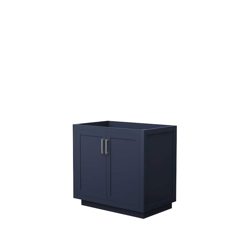 Miranda Single Bathroom Vanity Cabinet, No Mirror - 36-Inch Single - Dark Blue, Brushed Nickel Trim, No Top