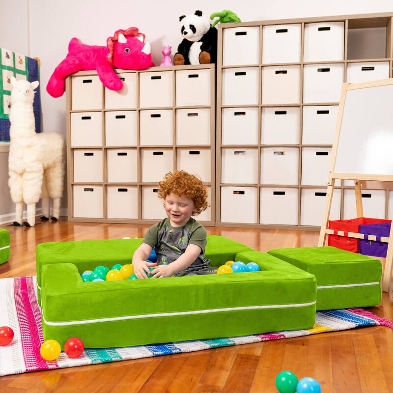 Jaxx Zipline Modular Kids Loveseat with Ottomans