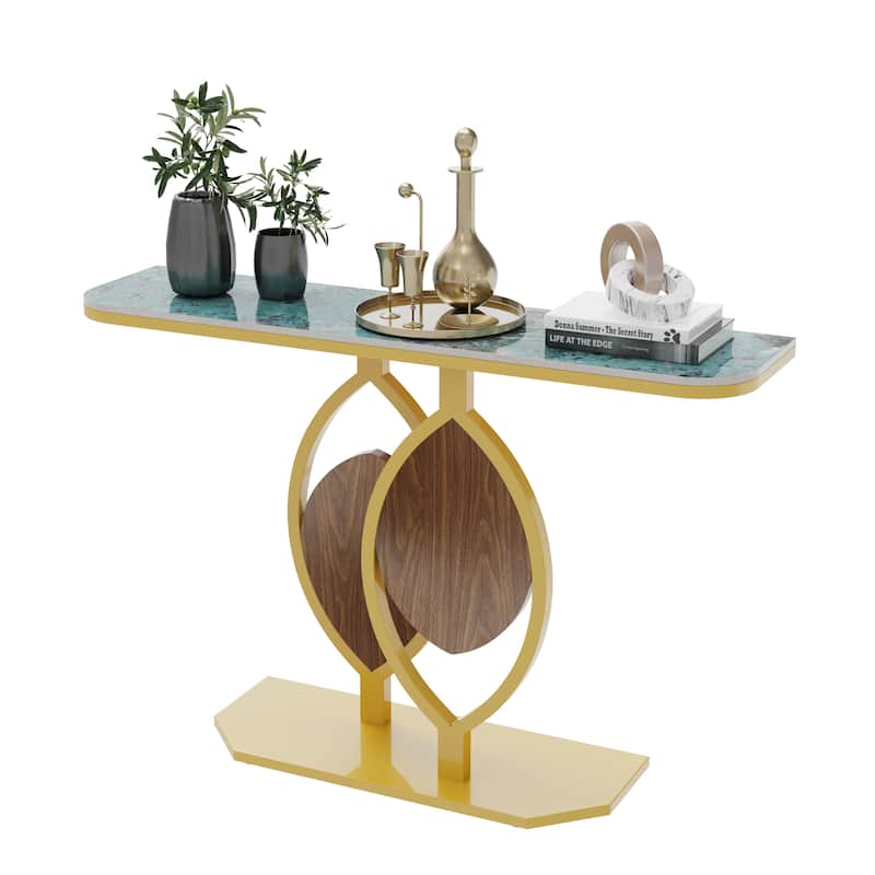 48" Modern Console Marble Table with Gold Base Entryway Living Room - 48"x12"x31"