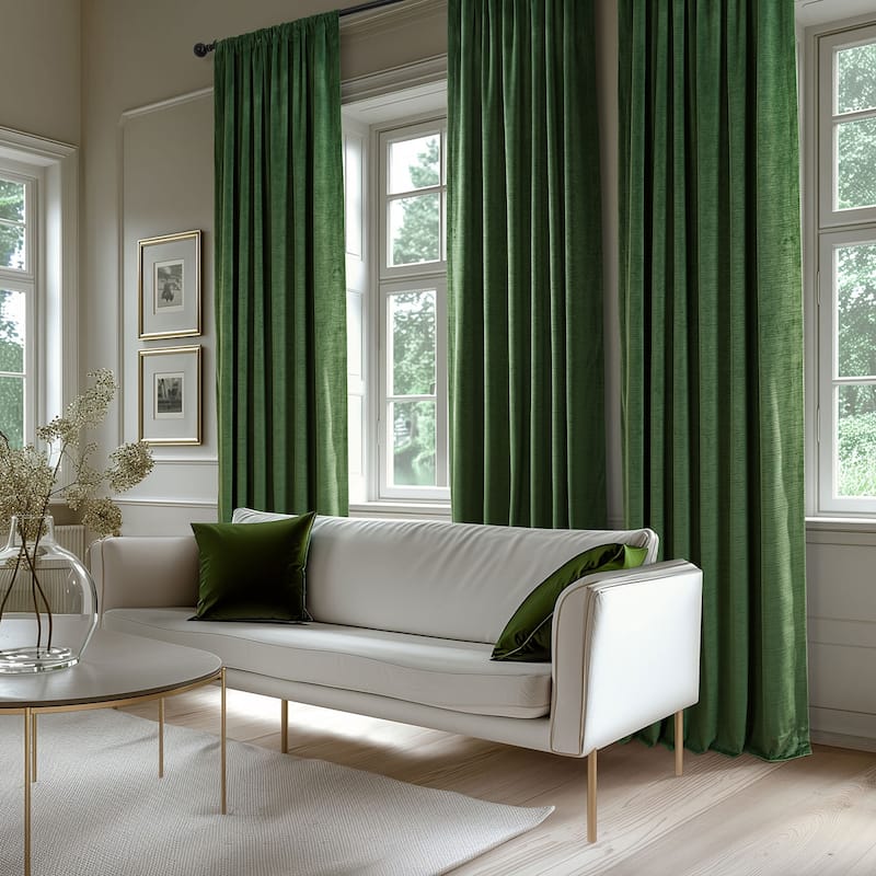 Exclusive Fabrics Ravello Burnout Velvet Curtains (1 Panel) Room Darkening Curtains For Bedroom & Living Room Curtains