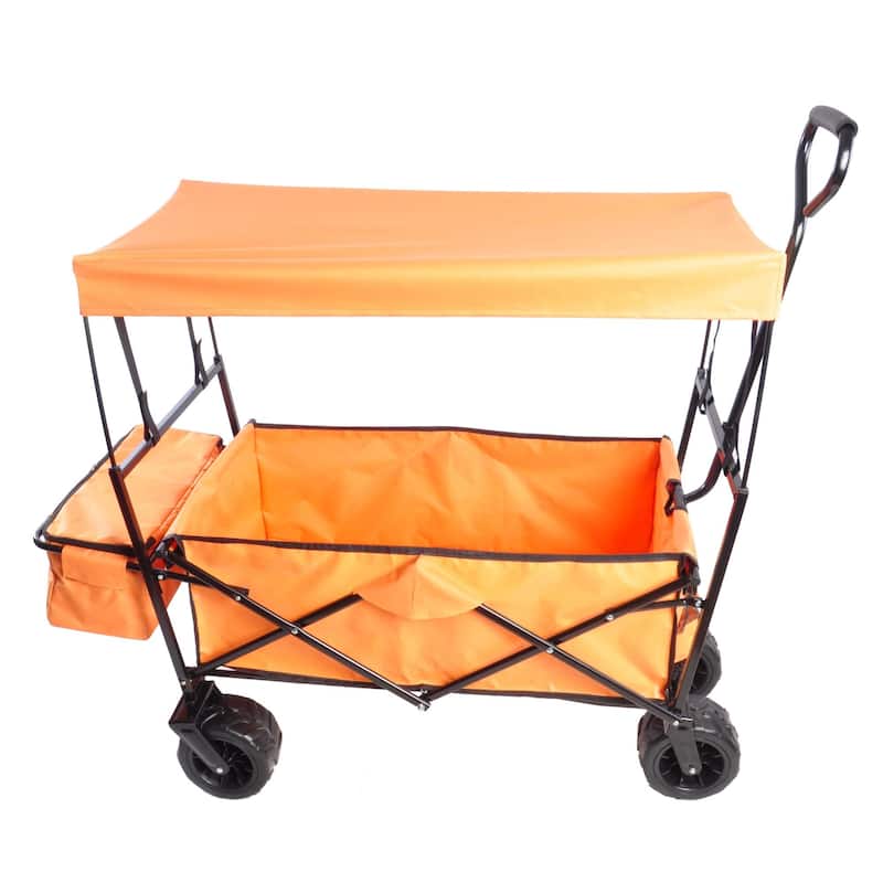 Outdoor Steel Folding Large Capacity Garden Cart Patio Wagon with Lid