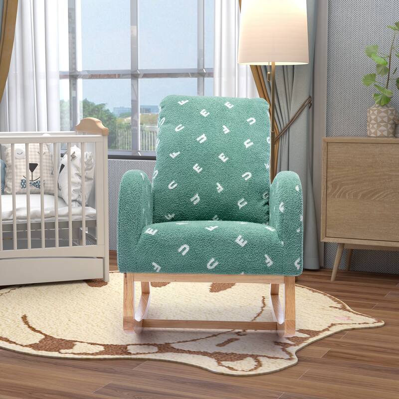 Modern Accent Rocker Armchair With Side Pocket - Green