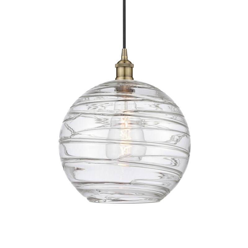 Innovations Lighting 616-1P-15-12 Athens Pendant Athens 12" Wide - Antique Brass / Clear Deco Swirl