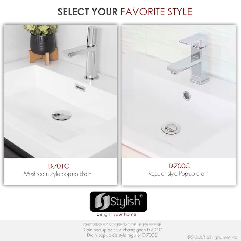 STYLISH Pop-Up Bathroom Sink Drain with Overflow D-701