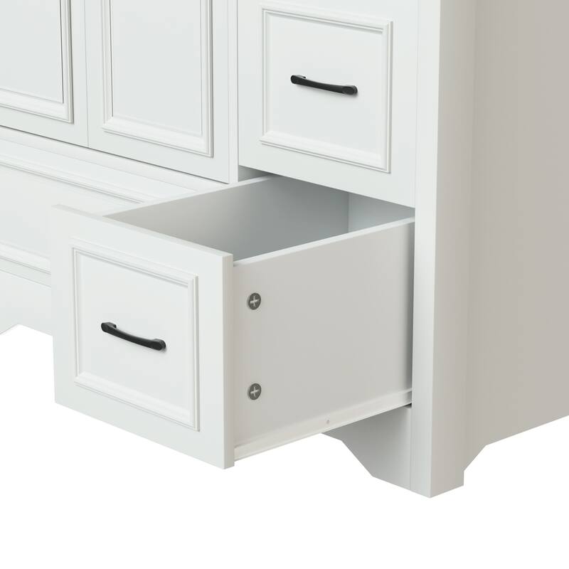 36'' Bathroom Vanities with Single Sink, Modern Undermount Bathroom Sink Cabinet with 2 Closing Doors&4 Drawers.White
