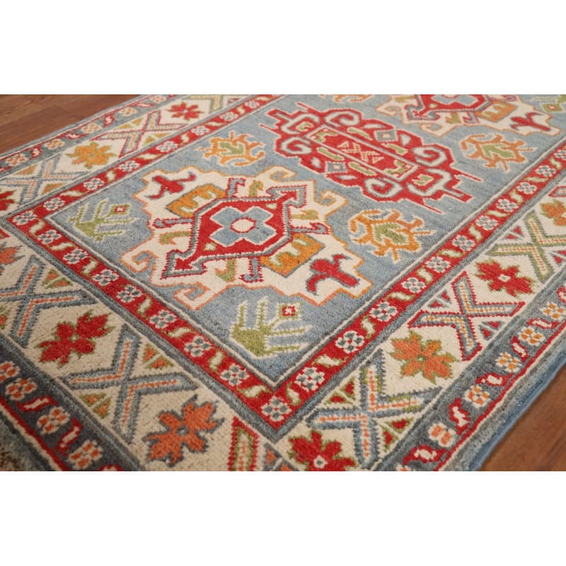 Blue Kazak Foyer Rug Hand-Knotted Accent Wool Carpet - 2'6"x 4'0"