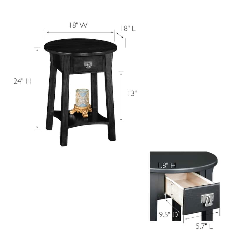 Leick Home Mission Round End Table with Drawer