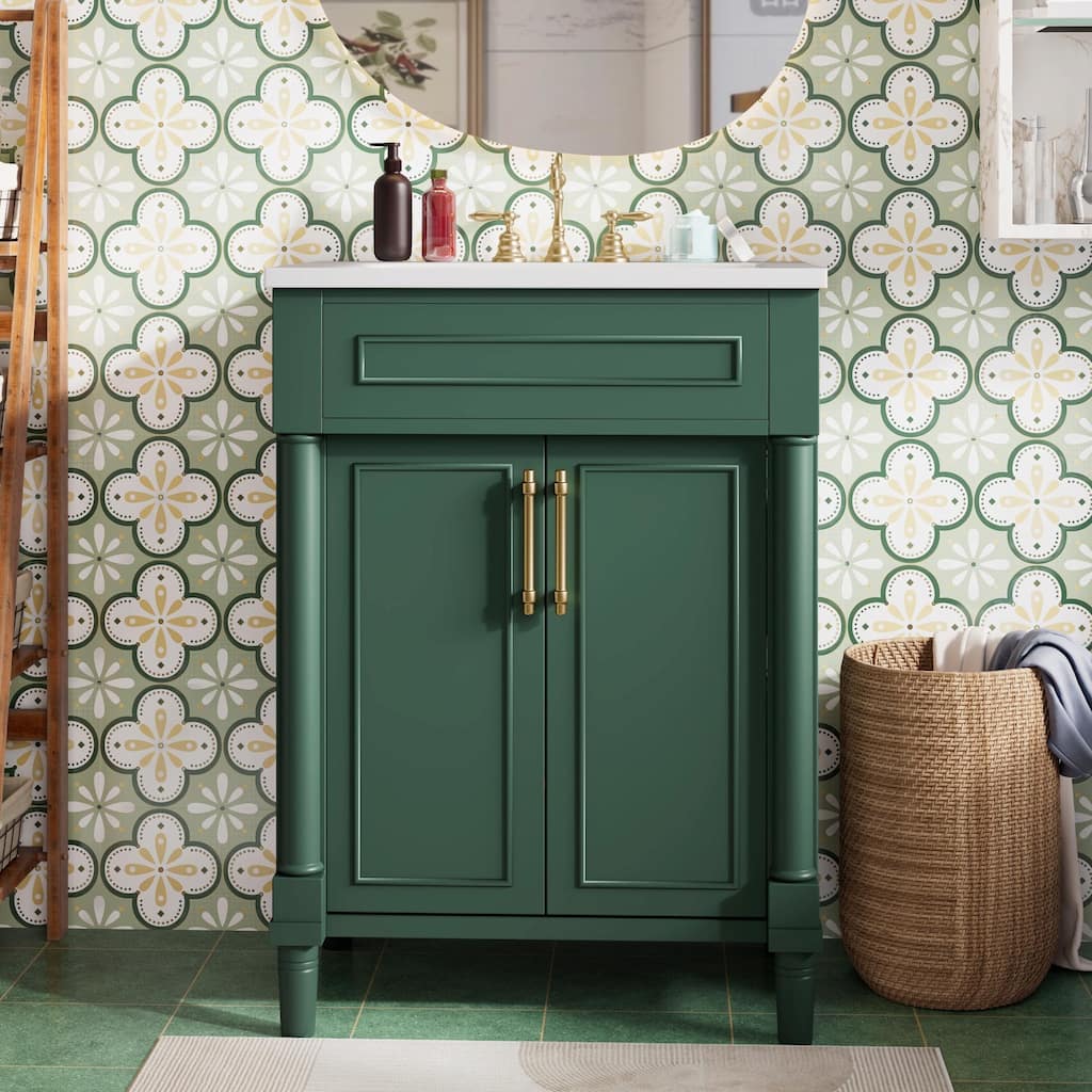24" Bathroom Vanity with Integrated Ceramic Sink