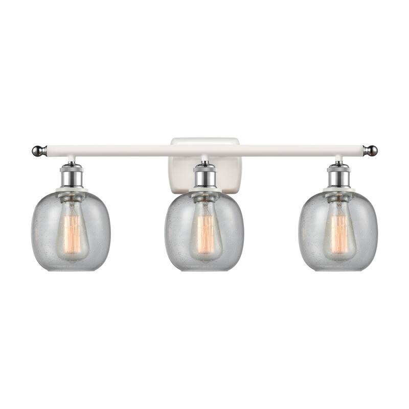 Innovations Lighting Belfast 3 Light 26" Wide Bathroom Vanity Light - White and Polished Chrome / Seedy