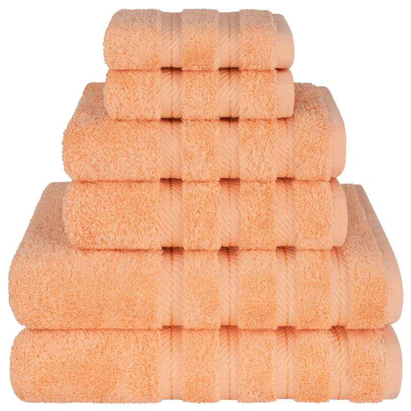 American Soft Linen 6 Piece Turkish Cotton Bath Towel Set - Malibu Peach