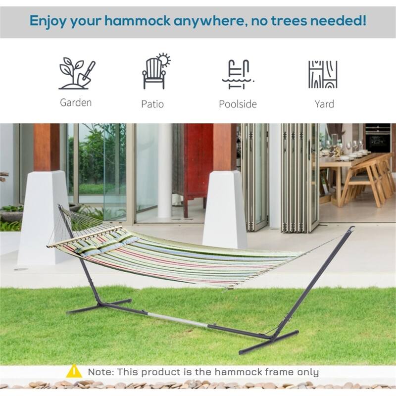 Adjustable Black Metal Hammock Stand Heavy Duty Frame for Indoor and Outdoor Use Fits Hammocks Up to 10.8 Feet
