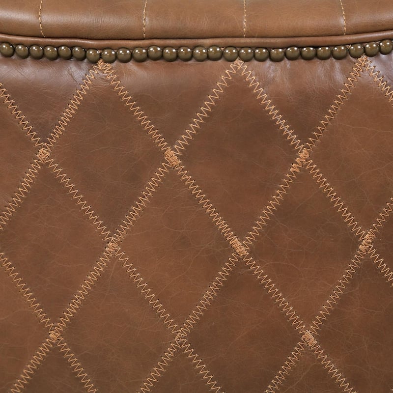 Pasargad Home Harrison Top Grain Leather Wing Chair, Brown - W31"xD27"xH33"