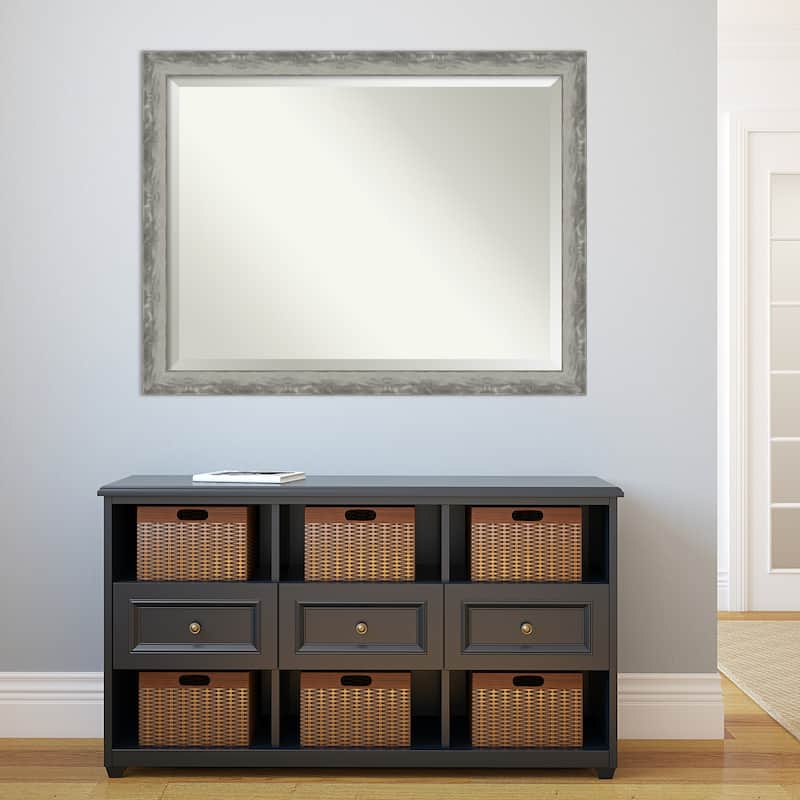 Beveled Wall Mirror - Waveline Silver Narrow Frame - Waveline Silver Narrow