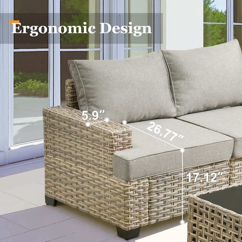 XIZZI 10-piece Outdoor Patio Furniture Sectional Set with Fire Table