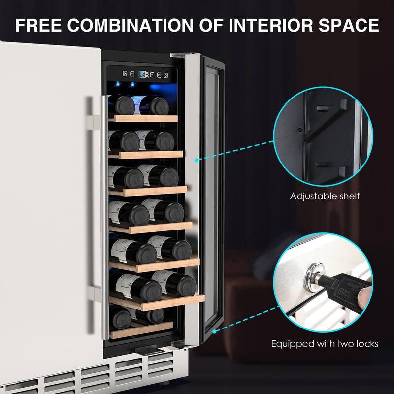 24 Inch Beverage Refrigerator, Built-in/Freestanding Wine Beverage Cooler, Under Counter Beer Fridge