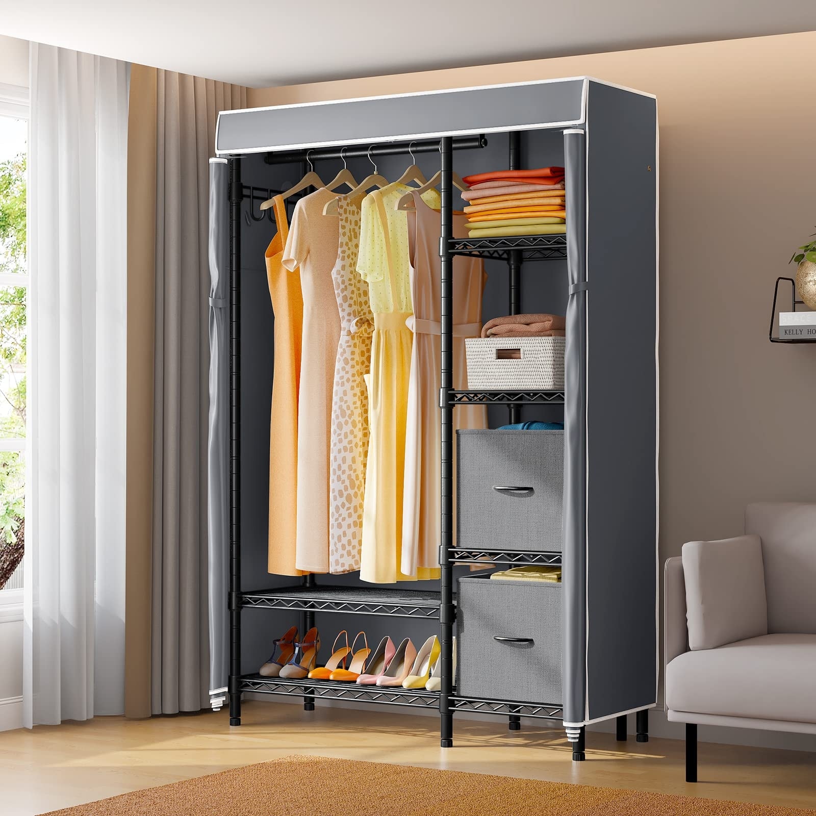 Enclosed clothes rack online