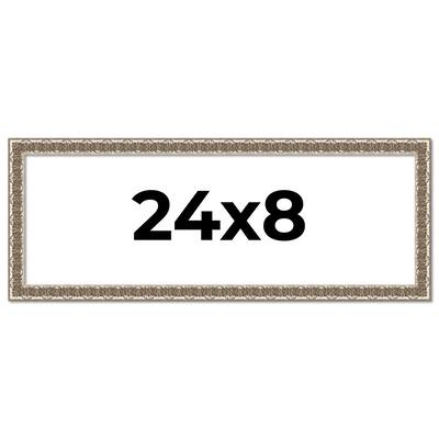 24x8 Frame Silver Versailles Ornate Solid Wood Picture Frame | 1 Inch