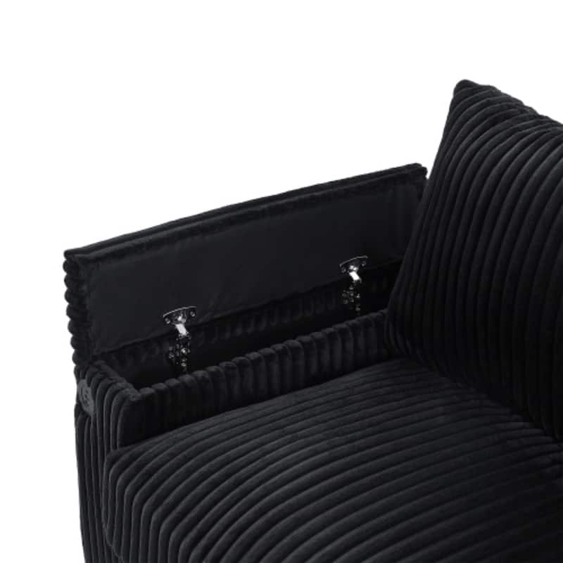 4-Seater Modern Corduroy Sofa Couch with USB Ports, Hidden Storage, and Flip-Top Cup Holders