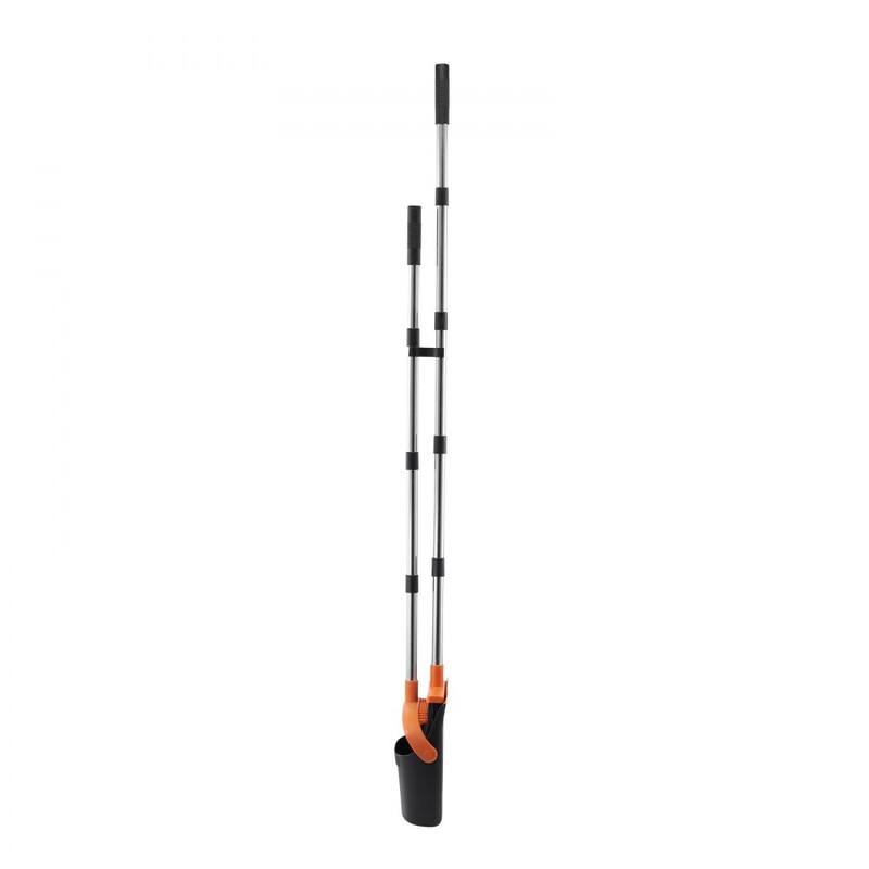 Black and Orange Stainless Steel Broom and Dustpan Set with Self-Cleaning Teeth and Adjustable Handles