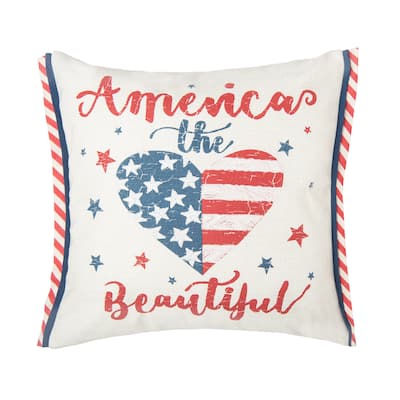 18" x 18" America The Beautiful Embroidered Throw Pillow