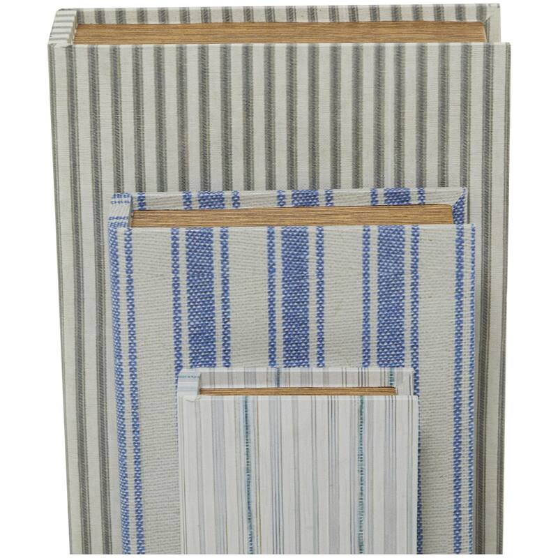 Faux Storage Book Decorative Box - Set of 3 Dark Brown, Gray, Cream, Beige, Multi Colored, Blue, White - Roche River Decor