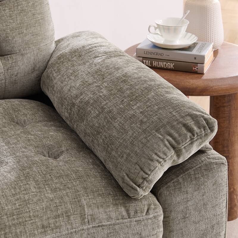 Double Recliner Chair with Adjustable Backrest, Storage Ottoman, USB Port & Phone Stand