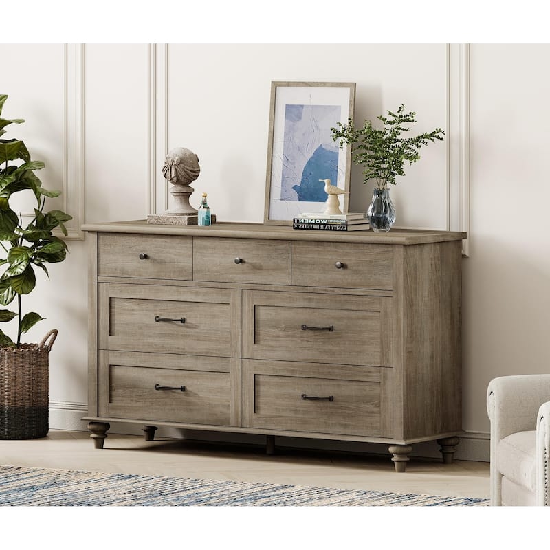 Mid Century Dresser for Bedroom with 7/8 Drawers, Wooden Kids Dresser