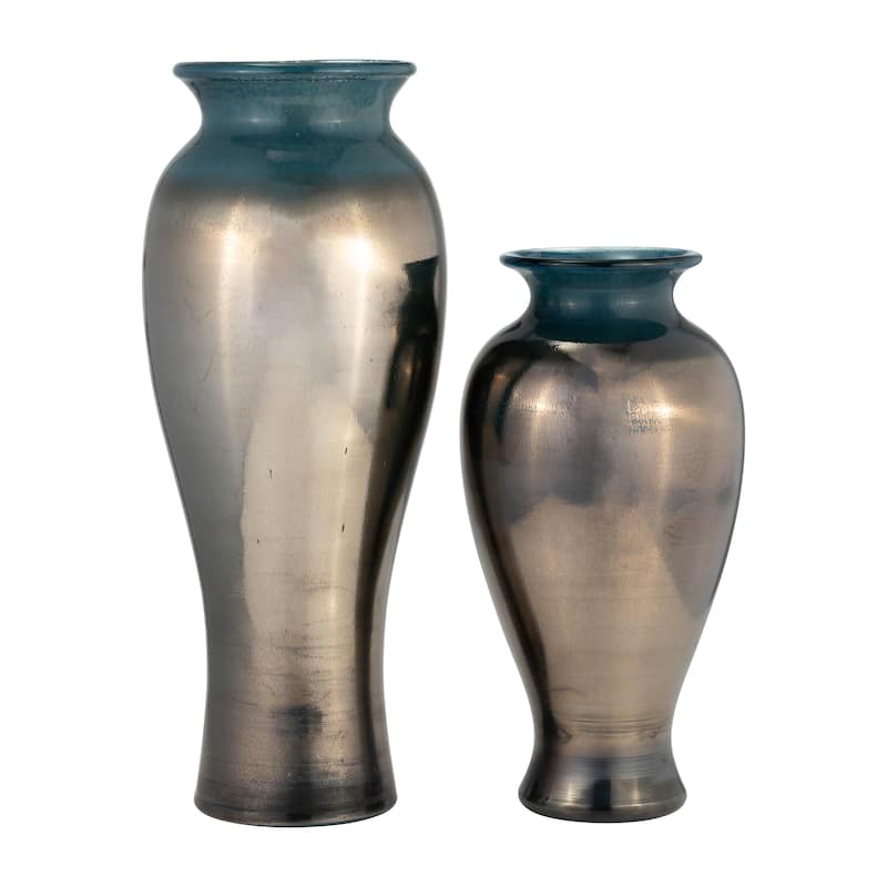Sagebrook Home Handcrafted Glass Vase - Sleek Decorative Accent for Modern and Glam Styles